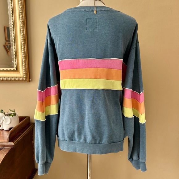Rip Curl Golden State Crew Neck Sweatshirt Rainbow Stripe Size XL - Picture 7 of 14